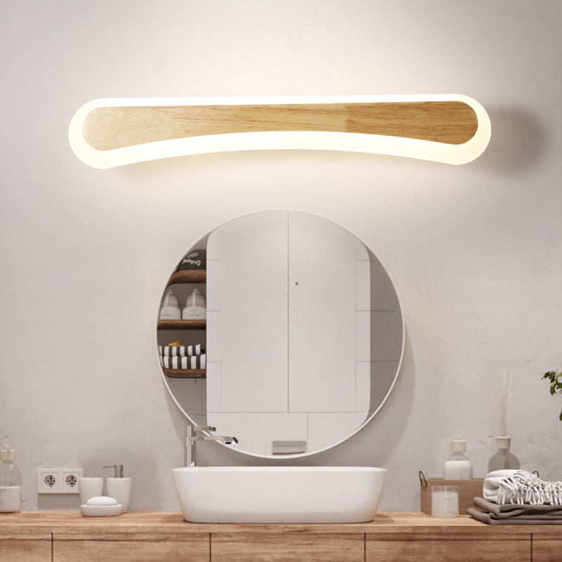 Modern Bathroom Vanity Light Wooden LED Vanity Light Fixtures in Acrylic Shade