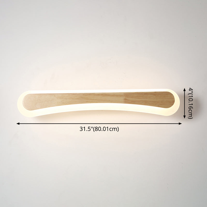 Modern Bathroom Vanity Light Wooden LED Vanity Light Fixtures in Acrylic Shade