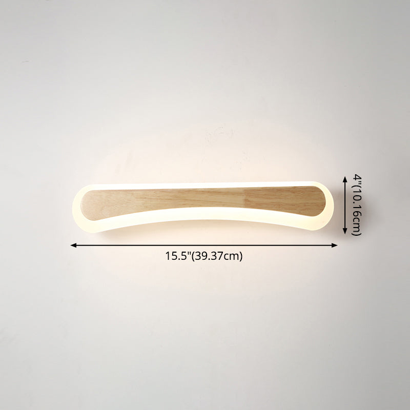 Modern Bathroom Vanity Light Wooden LED Vanity Light Fixtures in Acrylic Shade