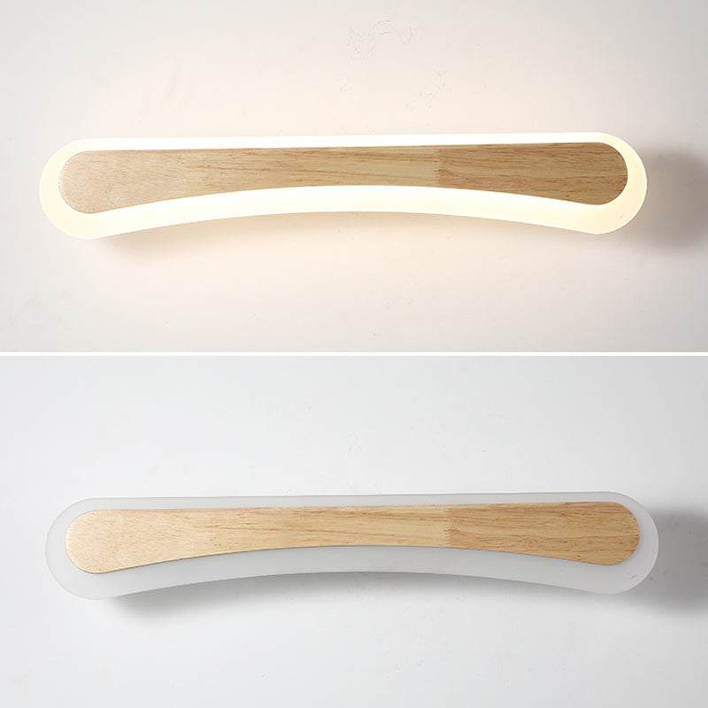 Modern Bathroom Vanity Light Wooden LED Vanity Light Fixtures in Acrylic Shade