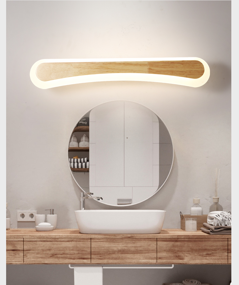 Modern Bathroom Vanity Light Wooden LED Vanity Light Fixtures in Acrylic Shade