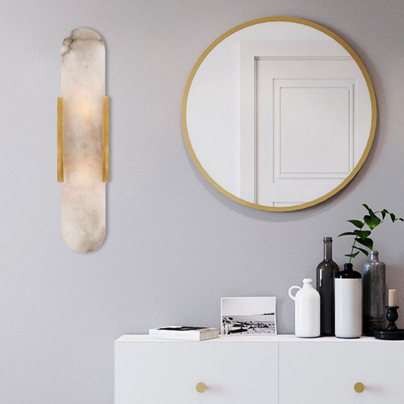 2 Bulbs Bar Flush Mount Colonial Gold/Black Marble Wall Sconce Lighting for Dining Room