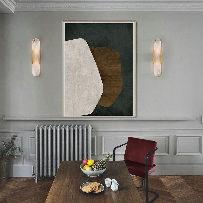 2 Bulbs Bar Flush Mount Colonial Gold/Black Marble Wall Sconce Lighting for Dining Room
