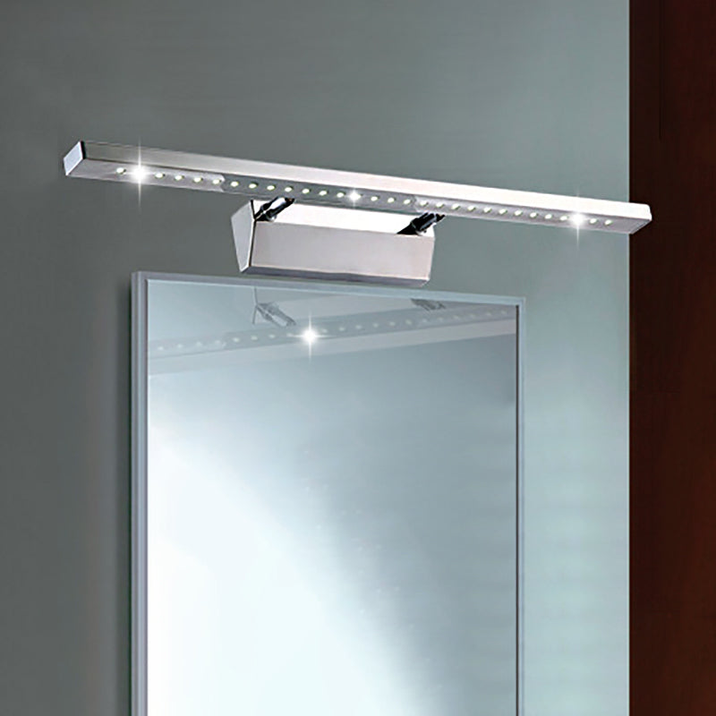 Vinantica | Rectangular Interior Mirror Light Stainless Steel 16"/19.5" W LED Modern Wall-Mounted Light in Chrome, Warm/White Lighting