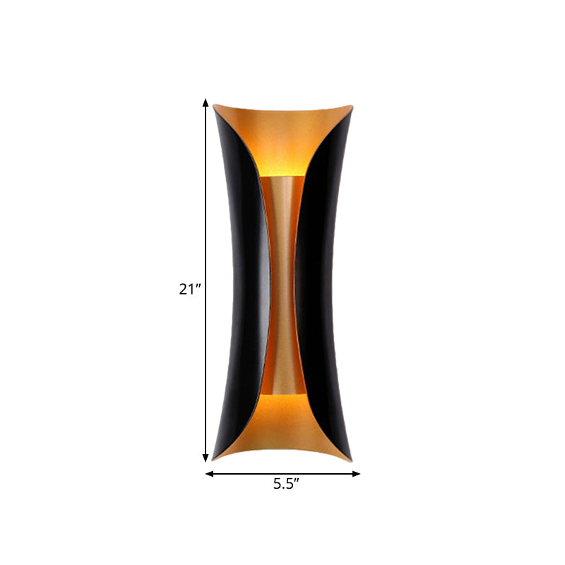 Modern Curl Sconce Light 13"/21"/30" Height 2 Lights Metallic Indoor Wall Lighting in Black