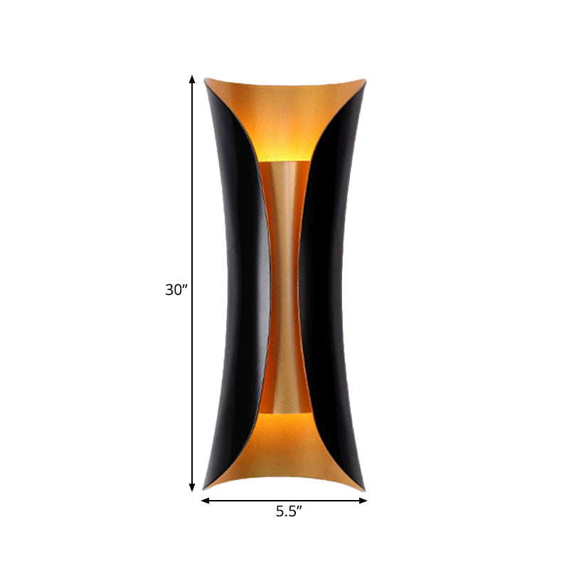 Modern Curl Sconce Light 13"/21"/30" Height 2 Lights Metallic Indoor Wall Lighting in Black