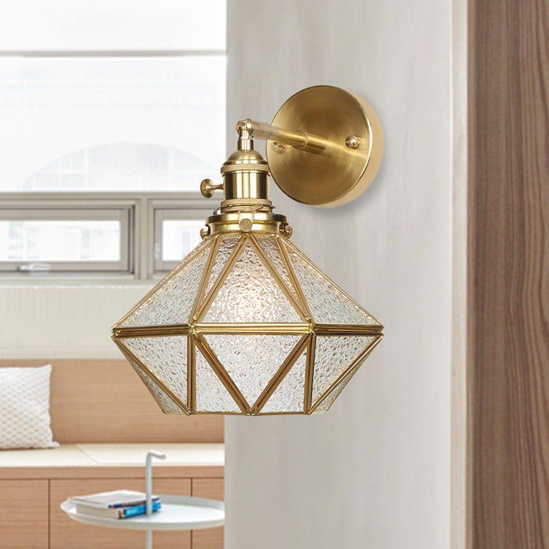 Geometric/Globe/Pentagram Wall Sconce Contemporary Prismatic Glass 1 Bulb Brass Wall Mount Light Fixture