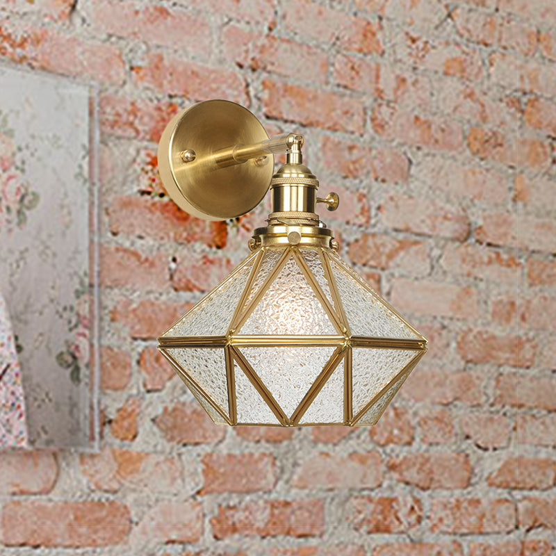 Geometric/Globe/Pentagram Wall Sconce Contemporary Prismatic Glass 1 Bulb Brass Wall Mount Light Fixture
