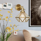 Geometric/Globe/Pentagram Wall Sconce Contemporary Prismatic Glass 1 Bulb Brass Wall Mount Light Fixture