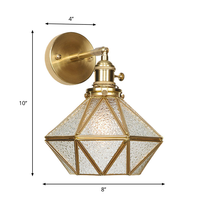 Geometric/Globe/Pentagram Wall Sconce Contemporary Prismatic Glass 1 Bulb Brass Wall Mount Light Fixture
