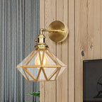 Geometric/Globe/Pentagram Wall Sconce Contemporary Prismatic Glass 1 Bulb Brass Wall Mount Light Fixture