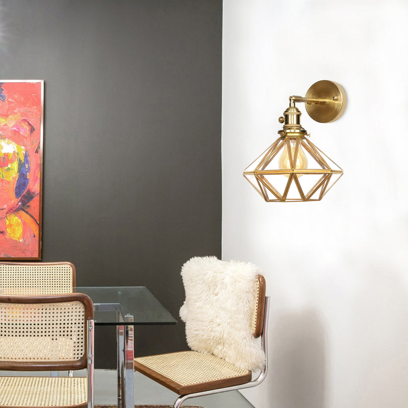 Geometric/Globe/Pentagram Wall Sconce Contemporary Prismatic Glass 1 Bulb Brass Wall Mount Light Fixture