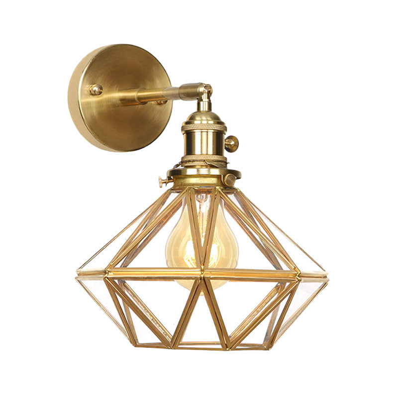 Geometric/Globe/Pentagram Wall Sconce Contemporary Prismatic Glass 1 Bulb Brass Wall Mount Light Fixture