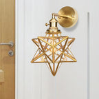 Geometric/Globe/Pentagram Wall Sconce Contemporary Prismatic Glass 1 Bulb Brass Wall Mount Light Fixture