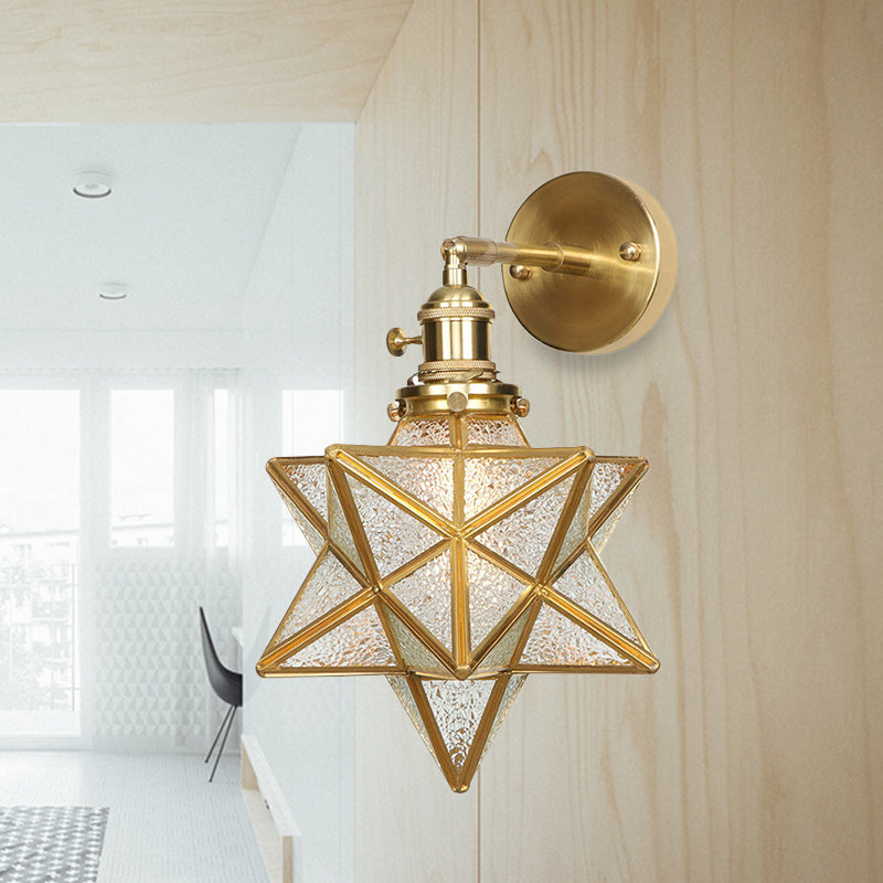 Geometric/Globe/Pentagram Wall Sconce Contemporary Prismatic Glass 1 Bulb Brass Wall Mount Light Fixture