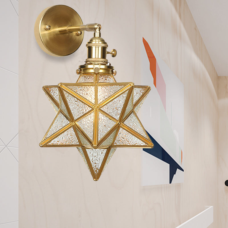 Geometric/Globe/Pentagram Wall Sconce Contemporary Prismatic Glass 1 Bulb Brass Wall Mount Light Fixture