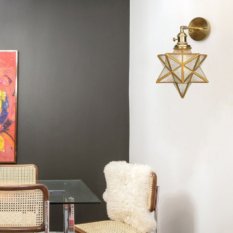 Geometric/Globe/Pentagram Wall Sconce Contemporary Prismatic Glass 1 Bulb Brass Wall Mount Light Fixture