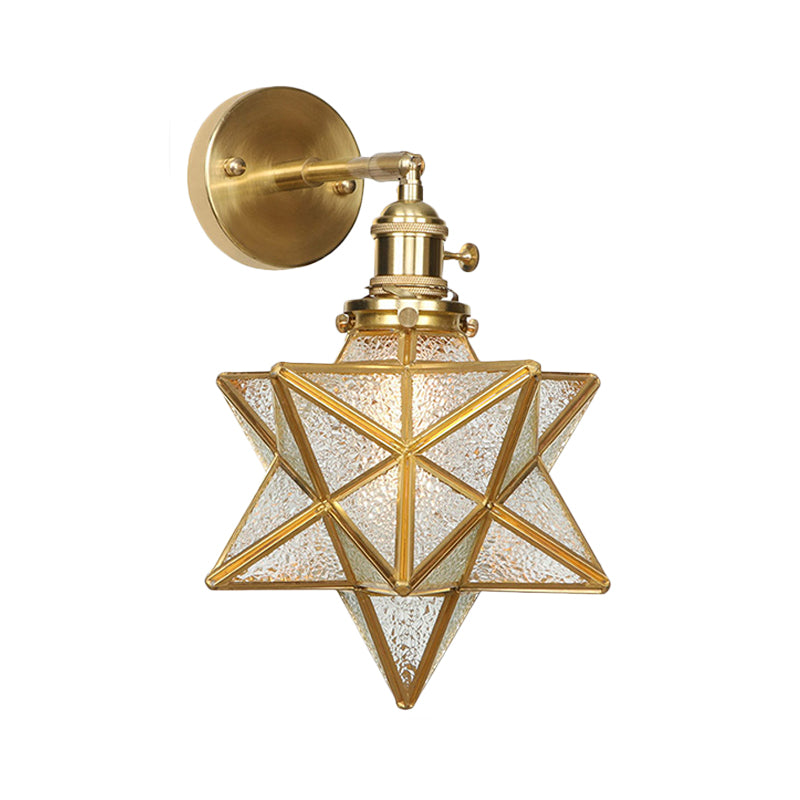 Geometric/Globe/Pentagram Wall Sconce Contemporary Prismatic Glass 1 Bulb Brass Wall Mount Light Fixture