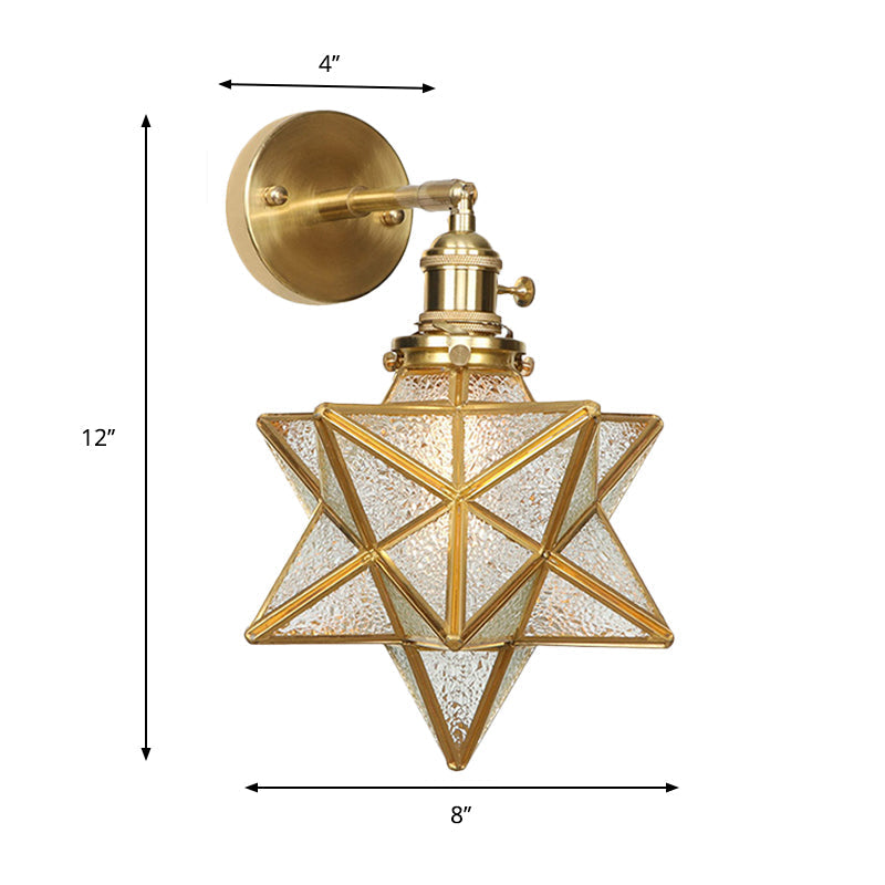 Geometric/Globe/Pentagram Wall Sconce Contemporary Prismatic Glass 1 Bulb Brass Wall Mount Light Fixture