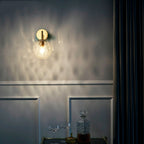 Rippled Glass Sphere Wall Lamp Minimalist 1 Light Gold Wall Sconce Lighting with Arm