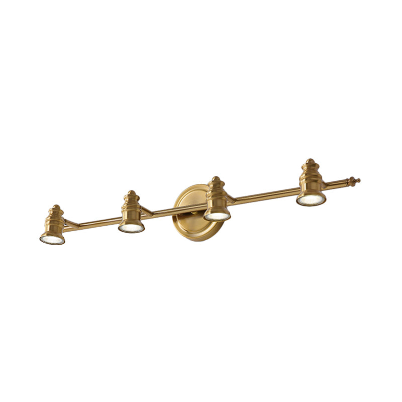 Linear Bathroom Vanity Mirror Light Traditionalism Metal 2/3/4-Bulb Brass Wall Sconce Lighting | Vinantica
