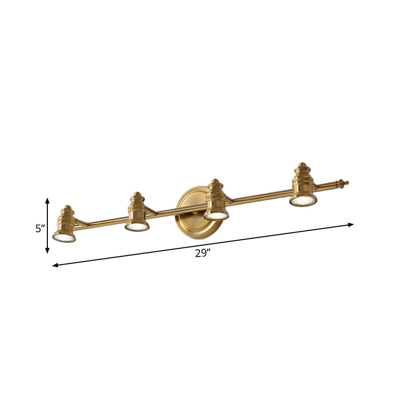 Linear Bathroom Vanity Mirror Light Traditionalism Metal 2/3/4-Bulb Brass Wall Sconce Lighting