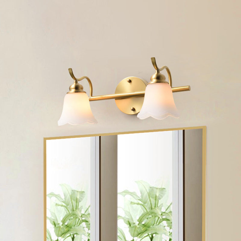 Flower Bathroom Wall Vanity Light Traditionalist Metal 2/3 Bulbs LED Brass Wall Sconce Lighting