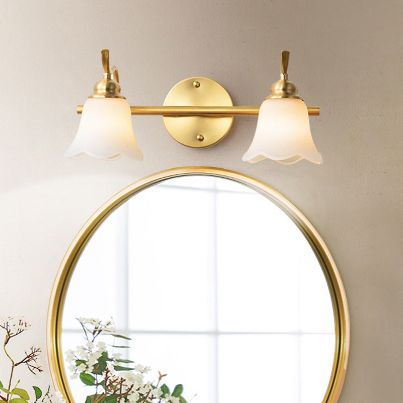 Flower Bathroom Wall Vanity Light Traditionalist Metal 2/3 Bulbs LED Brass Wall Sconce Lighting