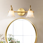 Flower Bathroom Wall Vanity Light Traditionalist Metal 2/3 Bulbs LED Brass Wall Sconce Lighting