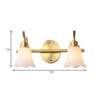 Flower Bathroom Wall Vanity Light Traditionalist Metal 2/3 Bulbs LED Brass Wall Sconce Lighting