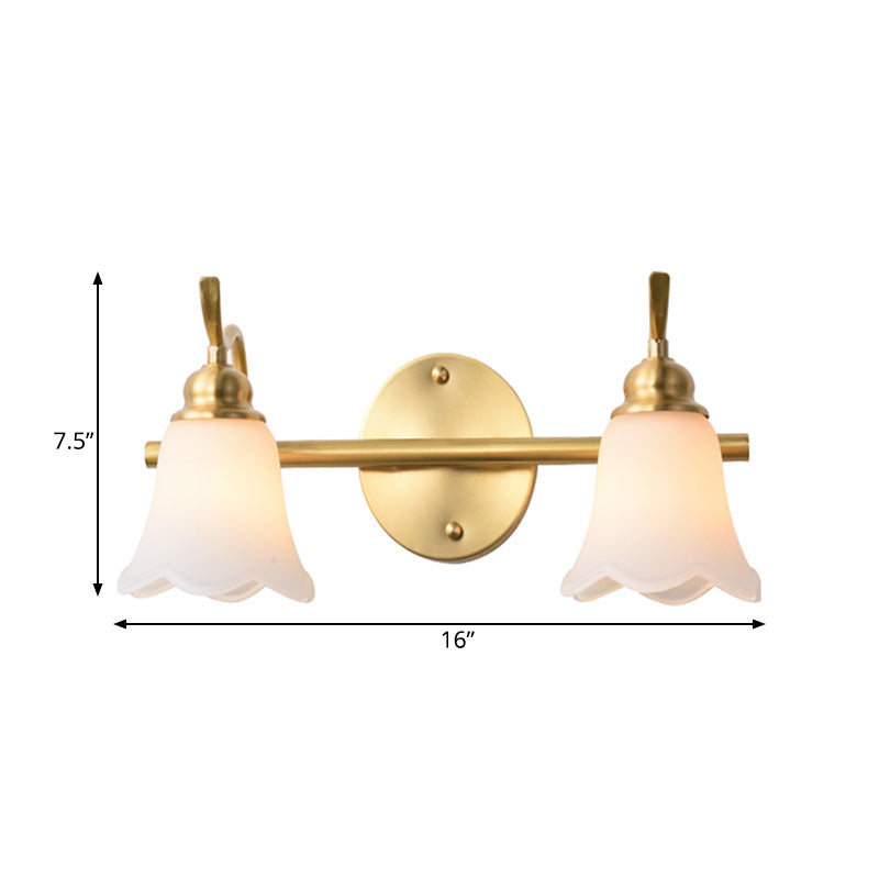 Flower Bathroom Wall Vanity Light Traditionalist Metal 2/3 Bulbs LED Brass Wall Sconce Lighting