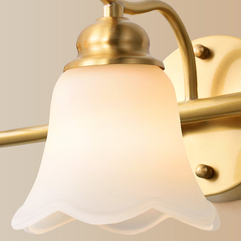 Flower Bathroom Wall Vanity Light Traditionalist Metal 2/3 Bulbs LED Brass Wall Sconce Lighting