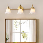 Flower Bathroom Wall Vanity Light Traditionalist Metal 2/3 Bulbs LED Brass Wall Sconce Lighting