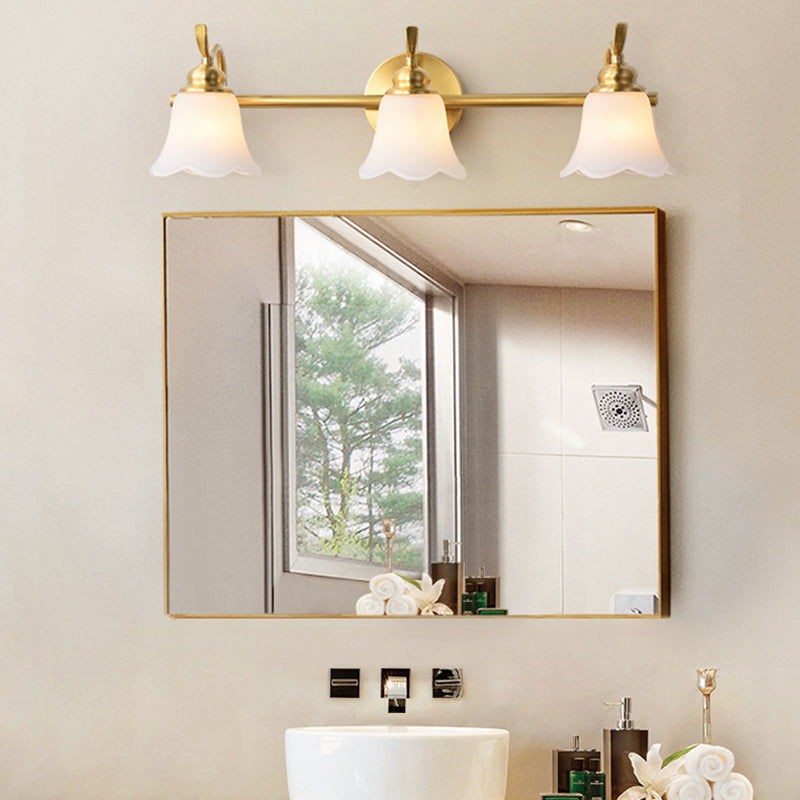 Flower Bathroom Wall Vanity Light Traditionalist Metal 2/3 Bulbs LED Brass Wall Sconce Lighting