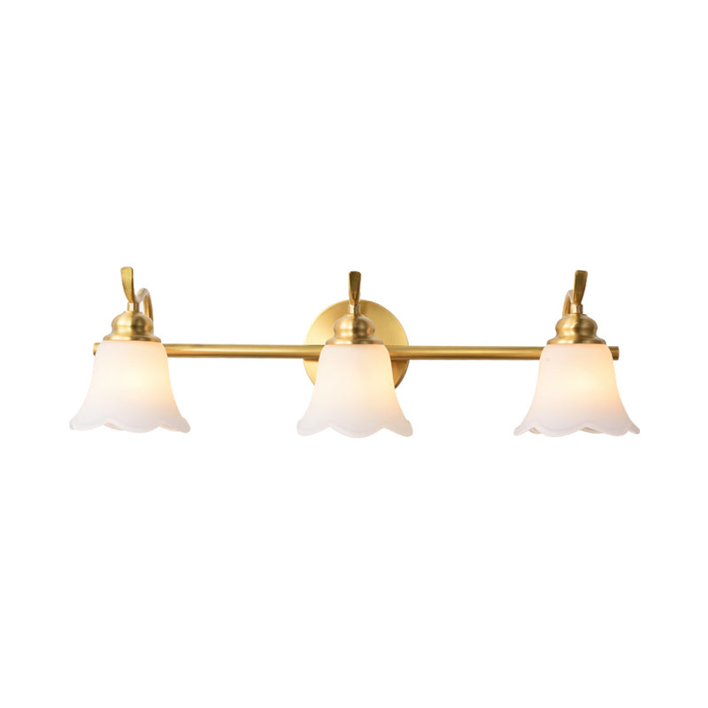 Flower Bathroom Wall Vanity Light Traditionalist Metal 2/3 Bulbs LED Brass Wall Sconce Lighting