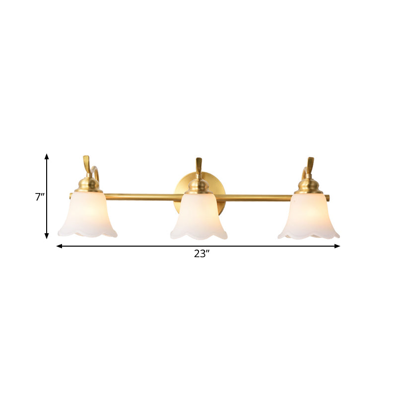 Flower Bathroom Wall Vanity Light Traditionalist Metal 2/3 Bulbs LED Brass Wall Sconce Lighting
