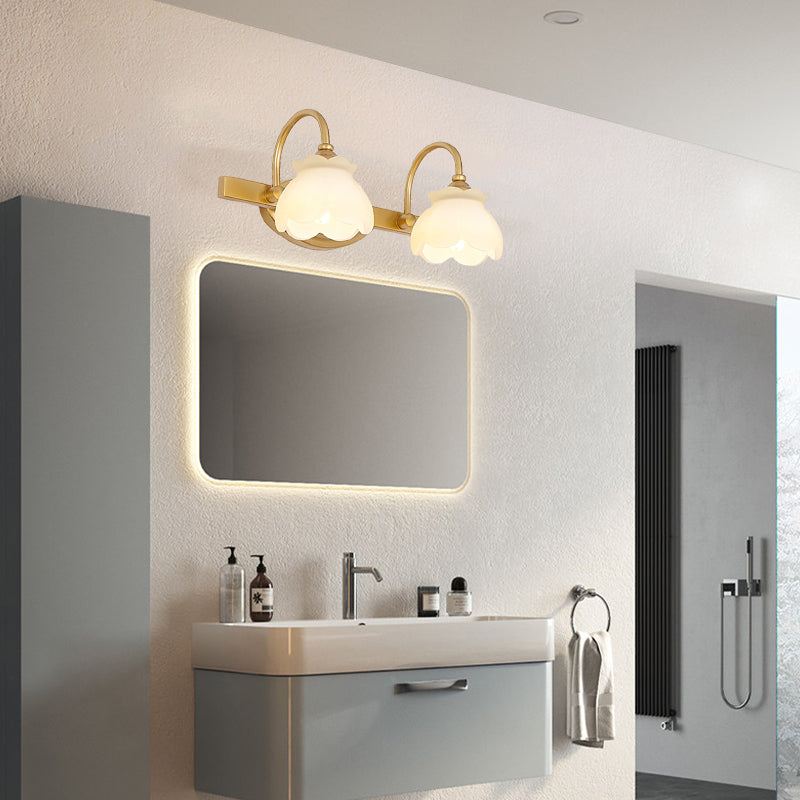 Blossom Bathroom Vanity Mirror Light Traditional Metal LED 2/3/4 Heads Brass Wall Mounted Lamp | Vinantica