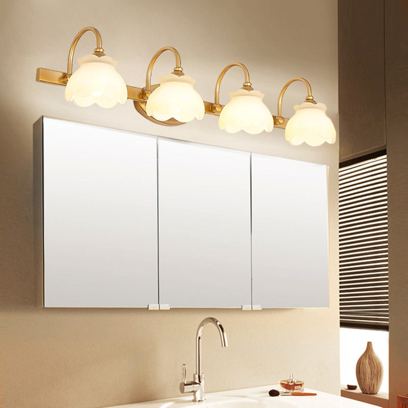 Blossom Bathroom Vanity Mirror Light Traditional Metal LED 2/3/4 Heads Brass Wall Mounted Lamp | Vinantica