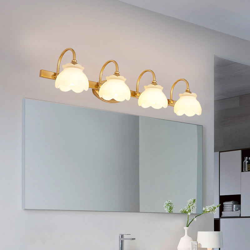 Blossom Bathroom Vanity Mirror Light Traditional Metal LED 2/3/4 Heads Brass Wall Mounted Lamp | Vinantica