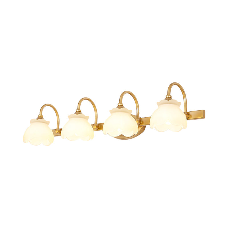 Blossom Bathroom Vanity Mirror Light Traditional Metal LED 2/3/4 Heads Brass Wall Mounted Lamp