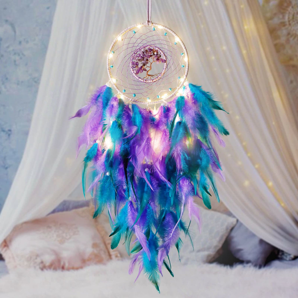 Crystal Tree of Life Feather Glow Dreamcatcher