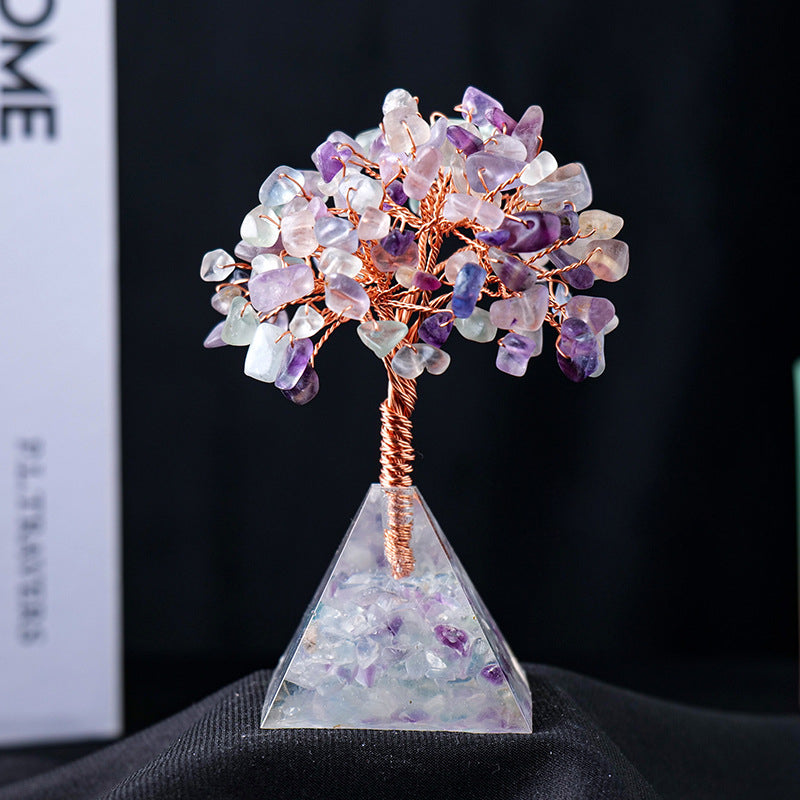 Natural Stone Gravel Pyramid Base Feng Shui Tree