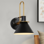 1 Light Bedside Wall Mounted Light Simple Black/White/Green Sconce Lamp with Conical Metal Shade