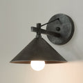 Metal Cone Wall Hanging Light Vintage 1 Light Outdoor Sconce Lighting Fixture in Black/Antique Brass/Aged Silver