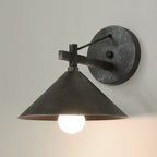 Metal Cone Wall Hanging Light Vintage 1 Light Outdoor Sconce Lighting Fixture in Black/Antique Brass/Aged Silver