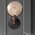 Armed Sconce Light Traditionary Metal 11.5"/24" Wide 1 Head Black Wall Lamp Fixture with Round Frosted Glass Deco