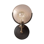 Armed Sconce Light Traditionary Metal 11.5"/24" Wide 1 Head Black Wall Lamp Fixture with Round Frosted Glass Deco