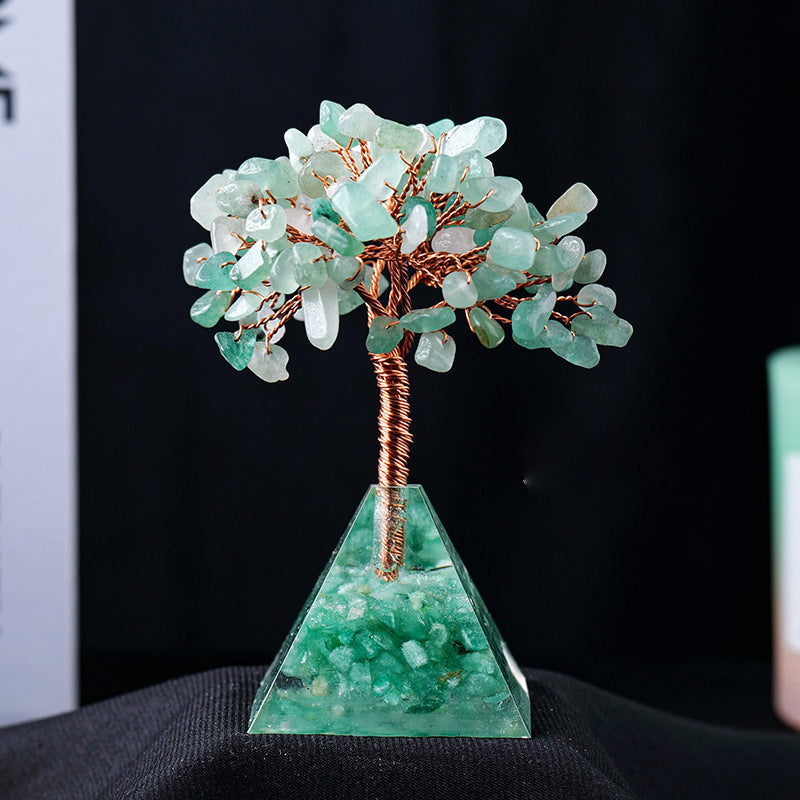 Natural Stone Gravel Pyramid Base Feng Shui Tree