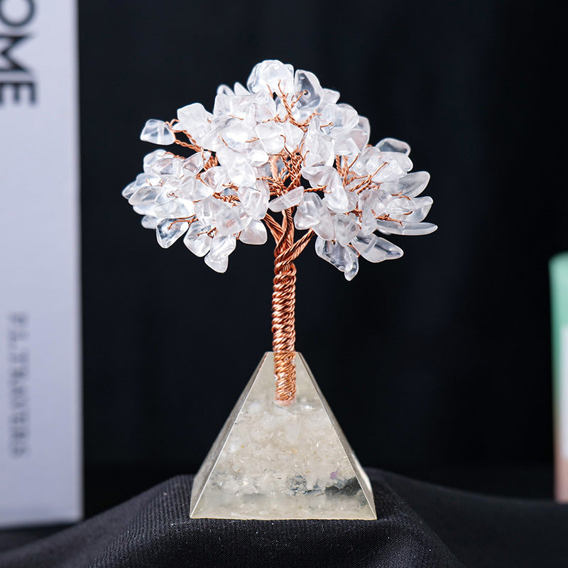 Natural Stone Gravel Pyramid Base Feng Shui Tree