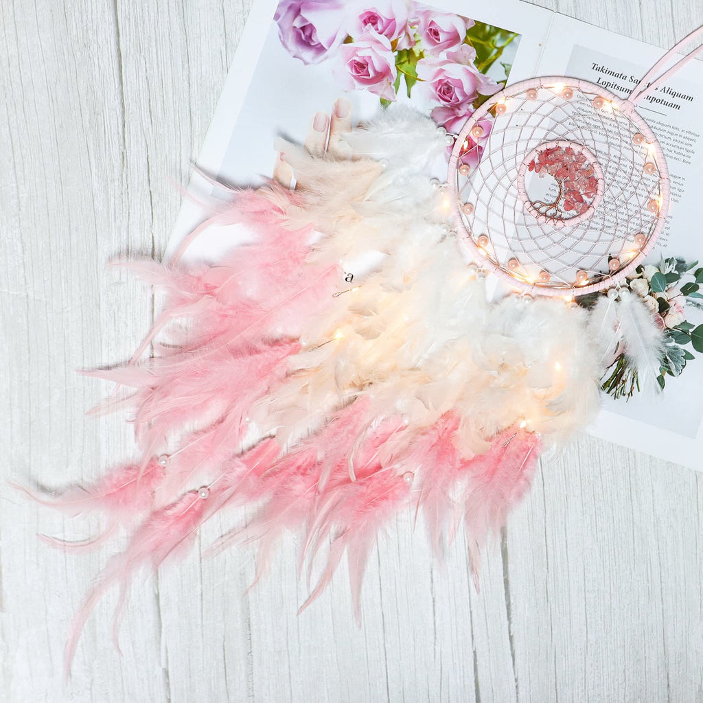 Crystal Tree of Life Feather Glow Dreamcatcher